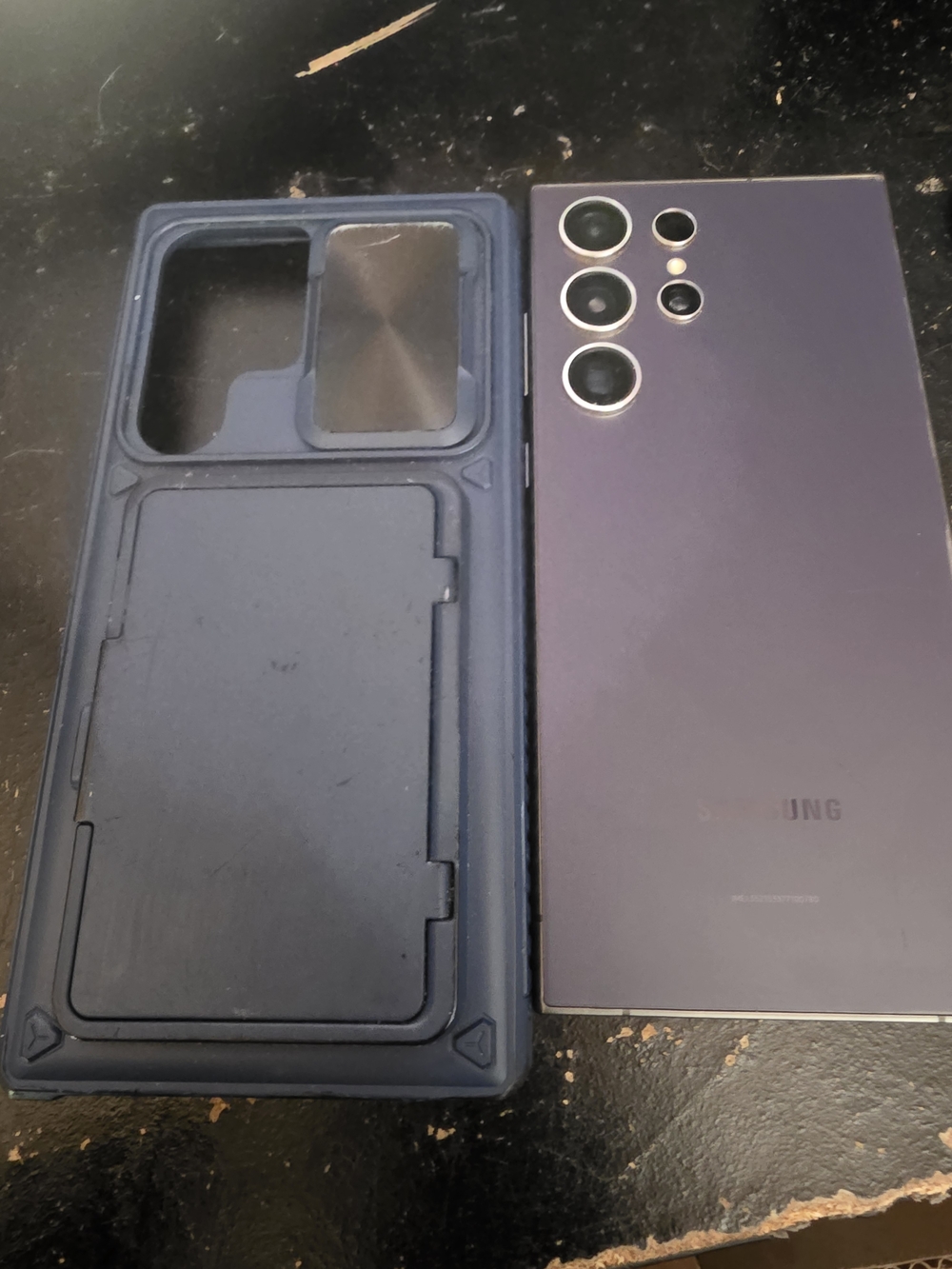 Samsung Galaxy S24 Ultra Purple with Navy Protective Case